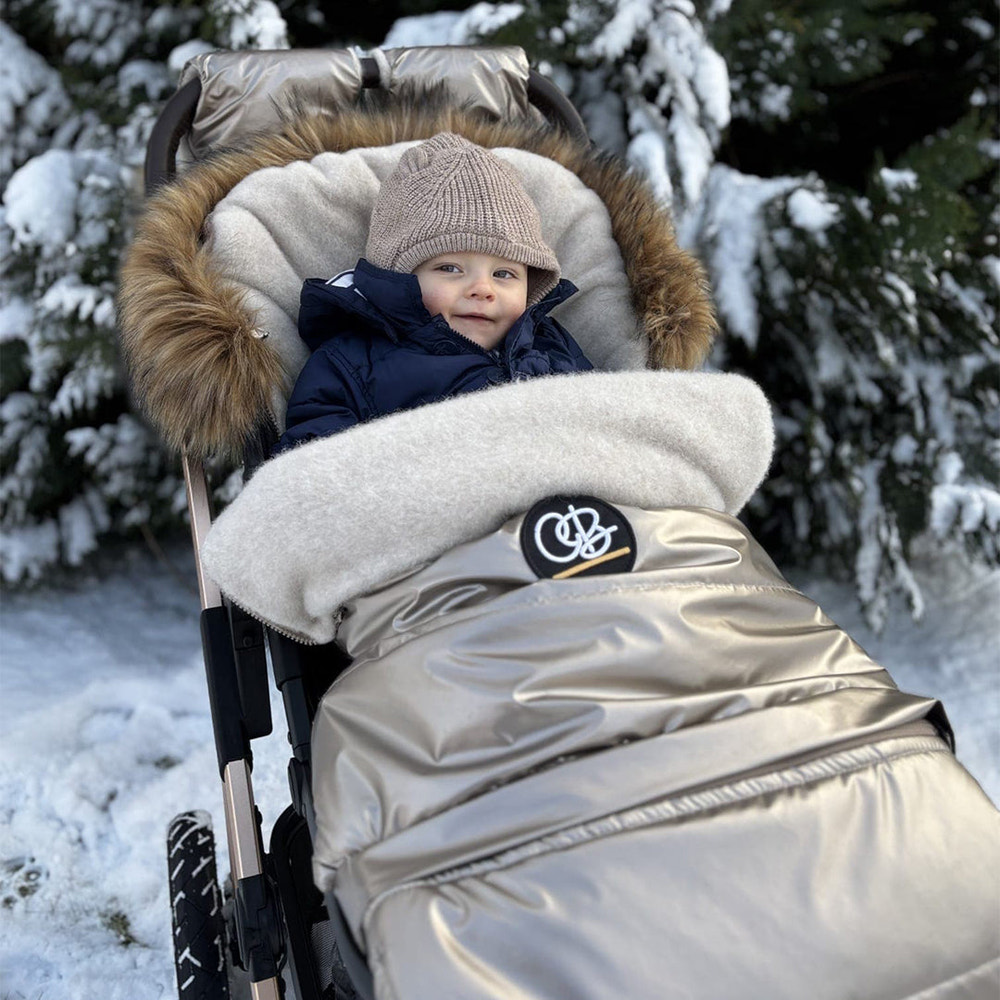 Pastel Gold Organic Premium Beige Wool Adjustable Footmuff