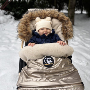 Pastel Gold Organic Premium Beige Wool Adjustable Footmuff