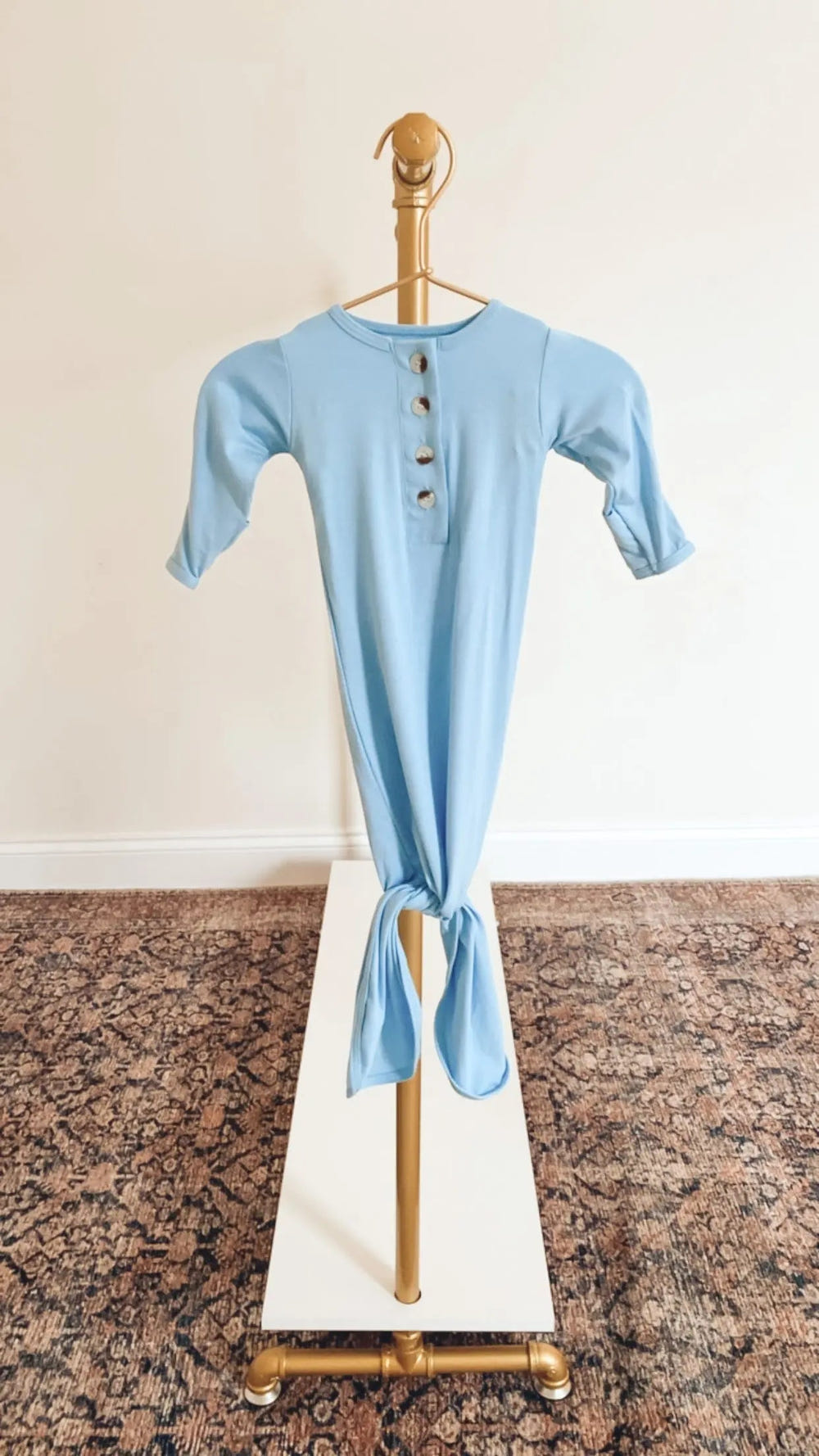Newborn Knotted Gown & Hat Set Baby Blue, Newborn Clothes for Boys - MOOGCO Baby