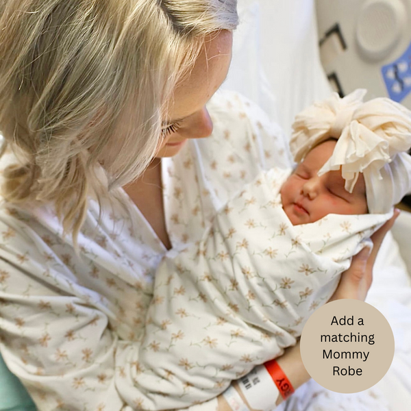 Gracie Knotted Gown Set in soft fabric, angle view showcasing design and comfort for newborns.