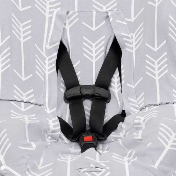 NIKO Easy Wash Children's Car Seat Cover in 100% Cotton Jersey, Grey with White Arrow Print