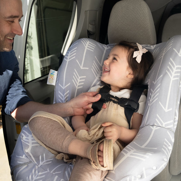 NIKO Easy Wash Children's Car Seat Cover in 100% Cotton Jersey, Grey with White Arrow Print