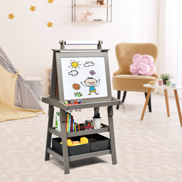 3 in 1 Double-Sided Storage Art Easel - Height-Adjustable for Toddlers & Kids