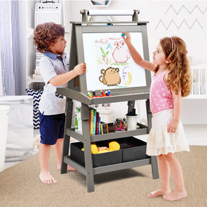 3 in 1 Double-Sided Storage Art Easel - Height-Adjustable for Toddlers & Kids
