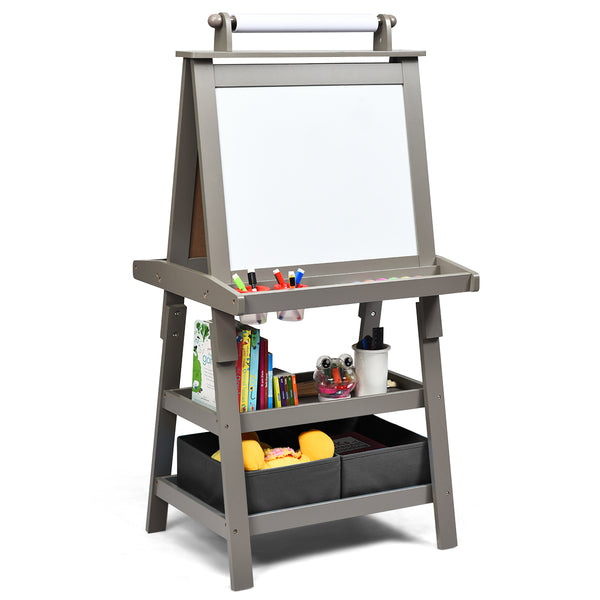 3 in 1 Double-Sided Storage Art Easel - Height-Adjustable for Toddlers & Kids