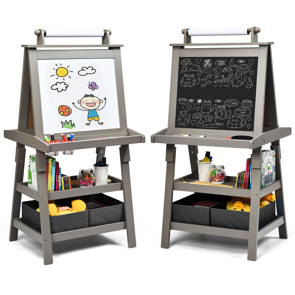 3 in 1 Double-Sided Storage Art Easel - Height-Adjustable for Toddlers & Kids