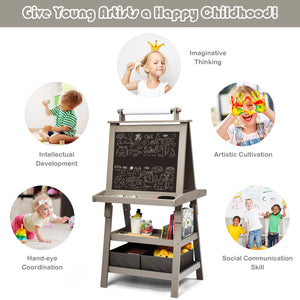 3 in 1 Double-Sided Storage Art Easel - Height-Adjustable for Toddlers & Kids