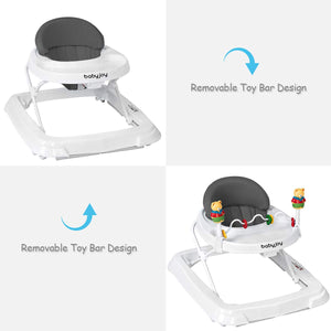 Adjustable height portable baby walker, removable and foldable, perfect for on-the-go parents. Angle 16 view.