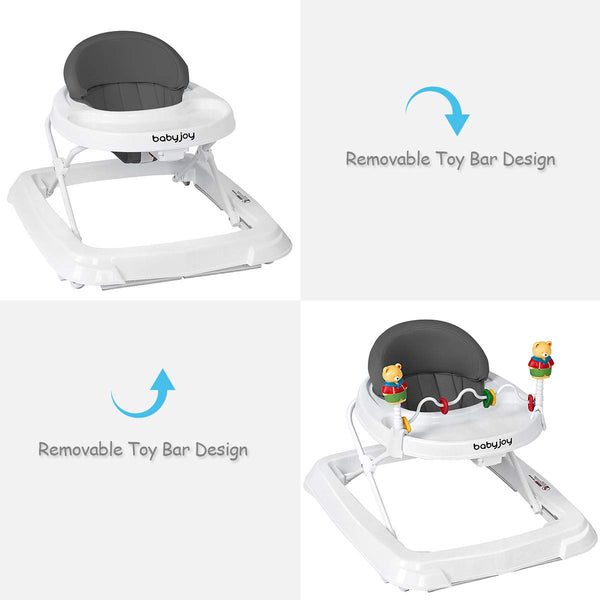 Adjustable height portable baby walker, removable and foldable, perfect for on-the-go parents. Angle 16 view.