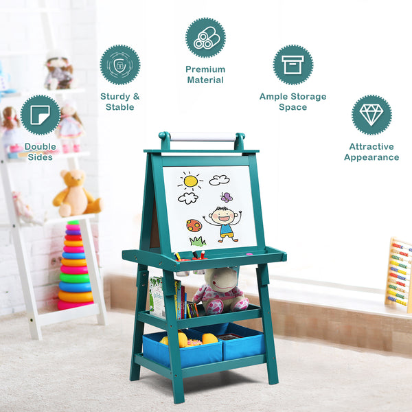 3 in 1 Double-Sided Storage Art Easel - Height-Adjustable for Toddlers & Kids