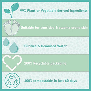Kinder by Nature 100% Biodegradable Plant-Based Baby Wipes - 672 Count (12 packs of 56 wipes)