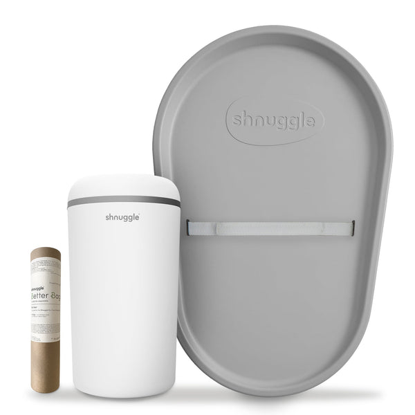 Changing Essentials Kit: Shnuggle Changing Mat + Diaper Pail + Better Bag Liners (90 Day Supply)