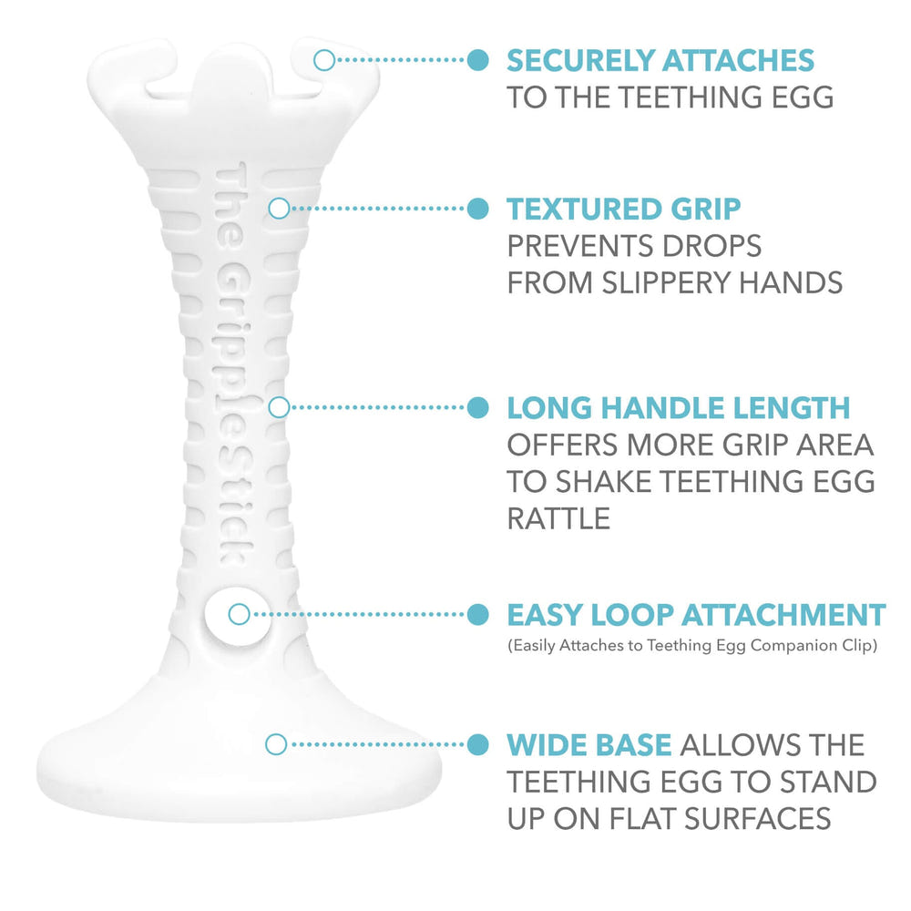 Grippie Stick teether for babies, designed for easy gripping and soothing sore gums.