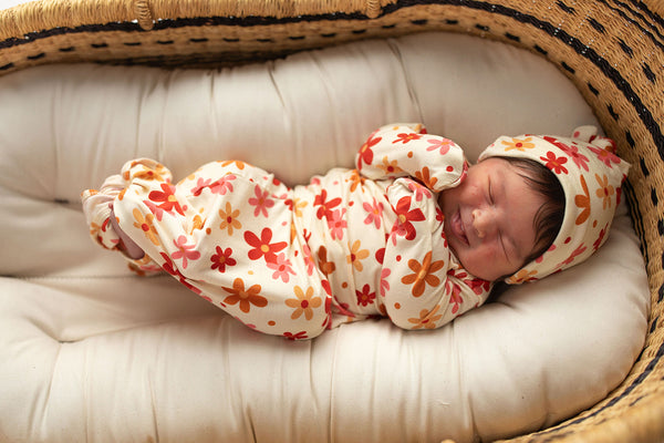 70s Groovy Flower Knotted Newborn Gown