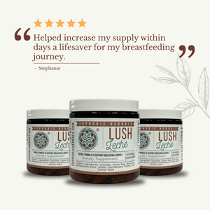 Lush Leche lactation support product for breastfeeding mothers, shown from angle 7.