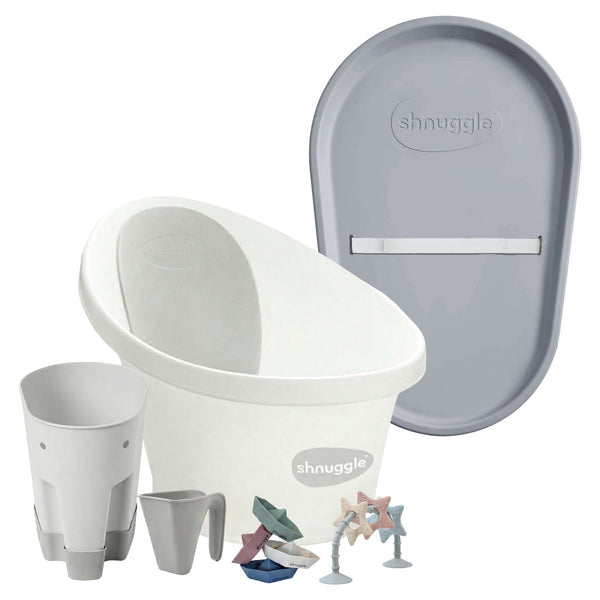 Shnuggle Bath & Change Bundle: Baby Bath & Changing Bundle + Accessories - 6-Piece Set for Cozy Bath & Diaper Time