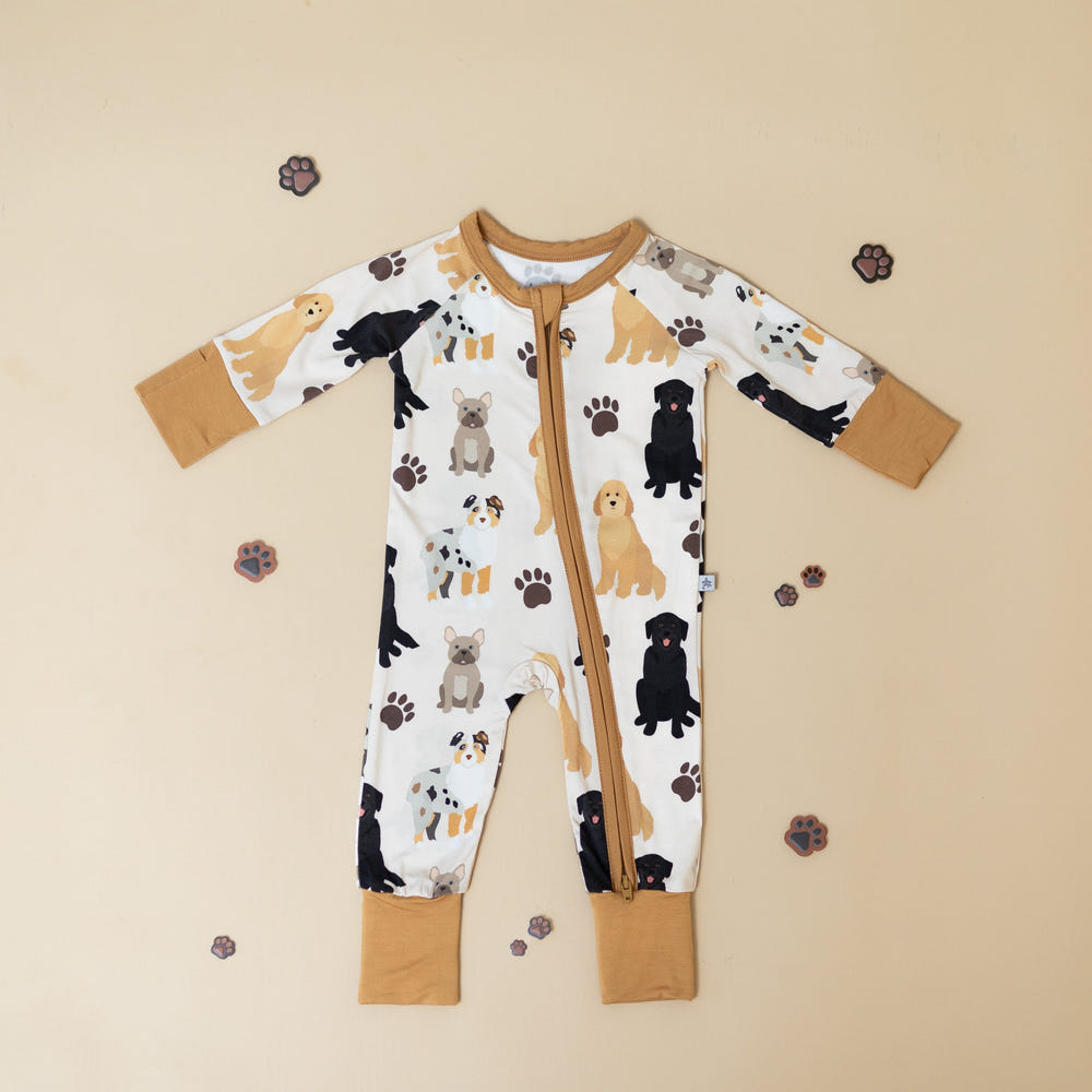 Mutts About You Zipper Lounger for babies in soft fabric, perfect for cozy lounging and playtime.
