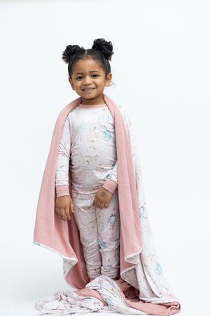 Once Upon A Time Huggable Blanket in soft fabric, perfect for keeping babies cozy and warm. Angle view.