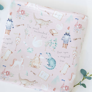 Huggable Once Upon A Time blanket for babies, soft and cozy, shown at angle 5. Perfect for cuddles and warmth.