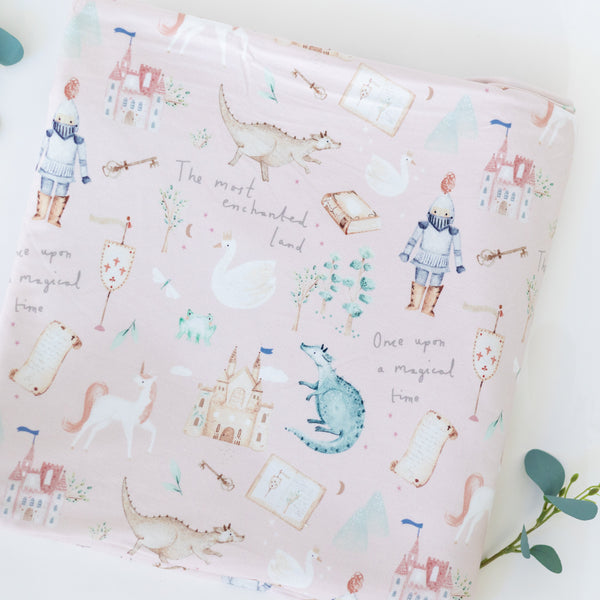 Huggable Once Upon A Time blanket for babies, soft and cozy, shown at angle 5. Perfect for cuddles and warmth.