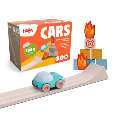 HABA Cars Stunt Jump track set for kids, featuring exciting jumps and curves for endless fun.