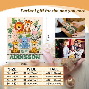 Personalized Safari Name Blanket 🦁 | Custom Baby Keepsake & Kids Gift | Nursery decor