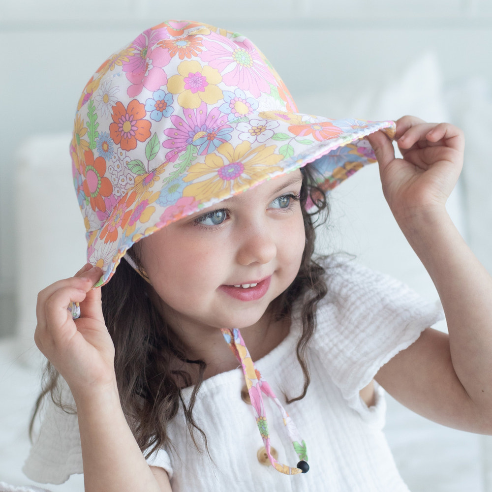 Baby & Kids Sun Hat - Retro Floral - MOOGCO Baby