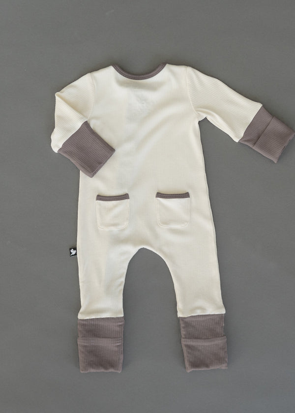 Oatmeal Ribbed Romper