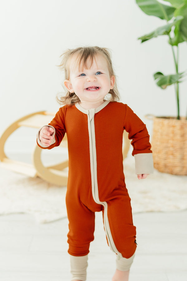 Rust Ribbed Romper