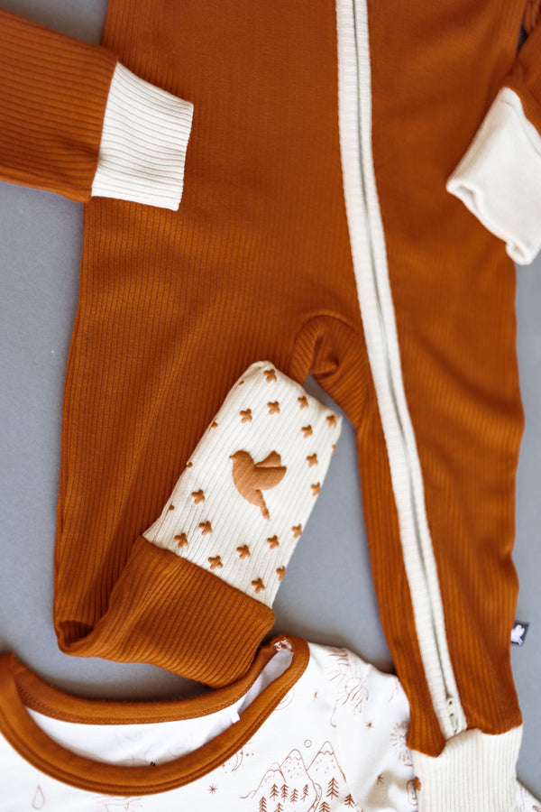 Rust Ribbed Romper