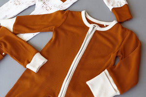 Rust Ribbed Romper