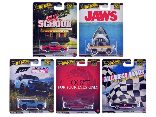 "Pop Culture 2026 Hot Wheels 5-piece Diecast Model Cars Premium Series set for collectors."