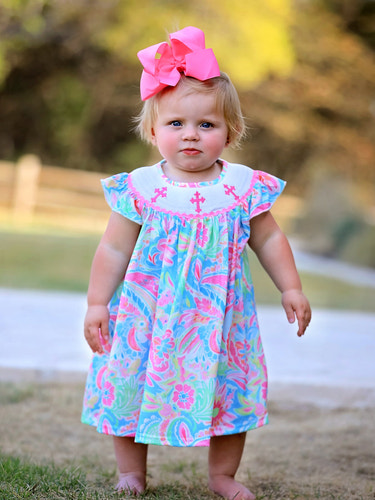 Easter Cross Smocking Embroidery Baby Girl Dress
