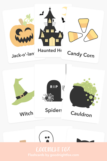 Halloween flashcards for babies, featuring festive designs to enhance learning and seasonal fun.