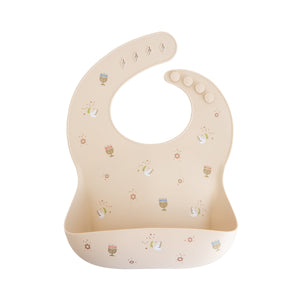 Mushie Silicone Baby Bib Adjustable Neck Strap Deep Pocket