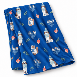 Hanukkah Pets (Dream Blanket) - Blue