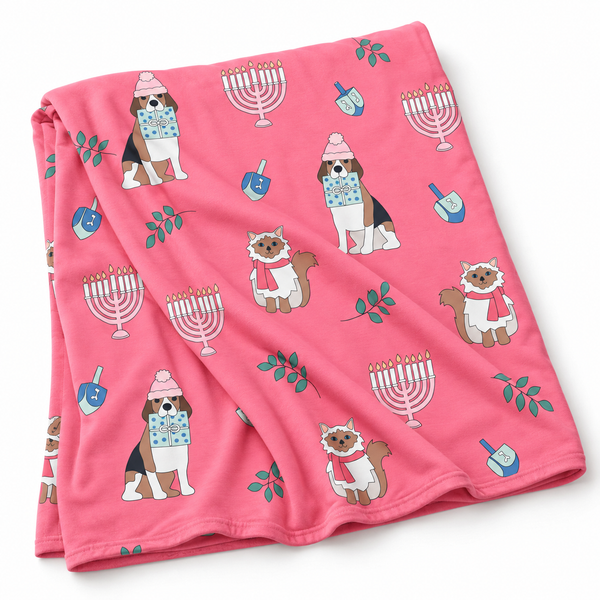 Hanukkah Pets (Dream Blanket) - Pink