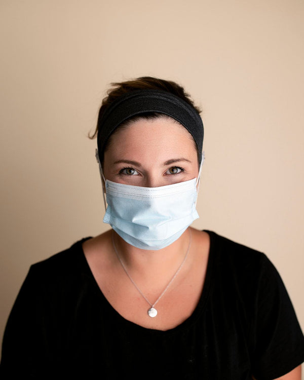 Dark Gray Savior Headbands With Buttons for Masks