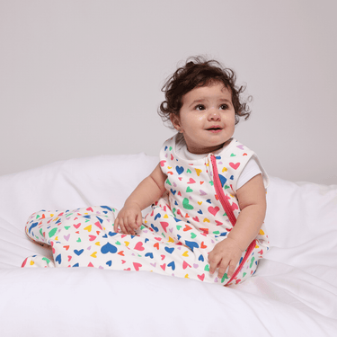 One & Done Sleep Sack - Colorful Hearts - Organic Cotton for Newborns