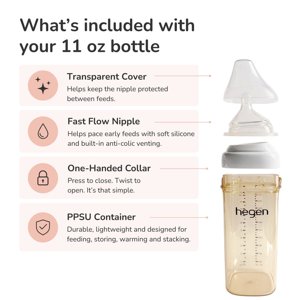 Hegen PPSU Anti-Colic Baby Bottle - 6 Months Plus - 330ml/11oz - White
