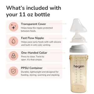 Hegen PPSU Baby Bottle - 6 Months Plus - 330ml/11oz - White