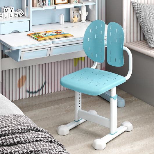 Height-adjustable Kid's Study Chair with Double Back Support and Breathable Seat for 3+ Years Old-Blue