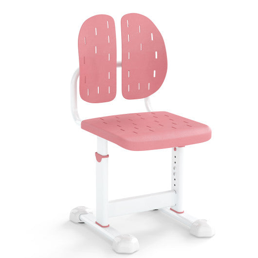 Height-adjustable Kid's Study Chair with Double Back Support and Breathable Seat for 3+ Years Old-Pink