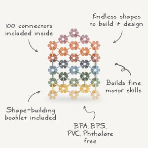 HEX Connect Building Toy Set at angle 2, showcasing colorful pieces for creative baby play and development.