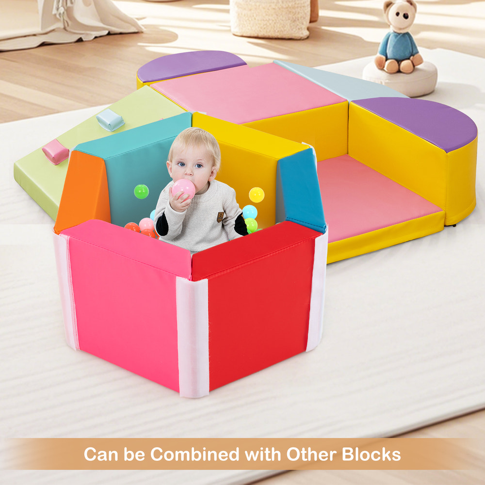 Hexagon Kids Ball Pit Foam Climbing Exercise Mat with Detachable PU Covers