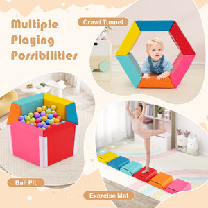 Hexagon Kids Ball Pit Foam Climbing Exercise Mat with Detachable PU Covers