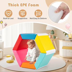 Hexagon Kids Ball Pit Foam Climbing Exercise Mat with Detachable PU Covers