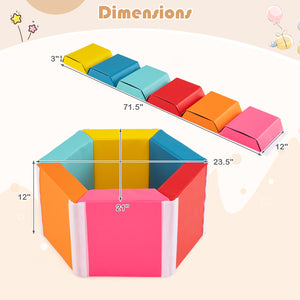 Hexagon Kids Ball Pit Foam Climbing Exercise Mat with Detachable PU Covers
