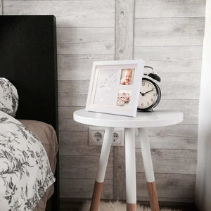Wooden frame with DIY kit for souvenir footprints in clay