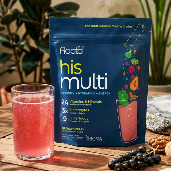 Root'd His Multi Effervescent Men's Multivitamin Stick Packs 30 Pack